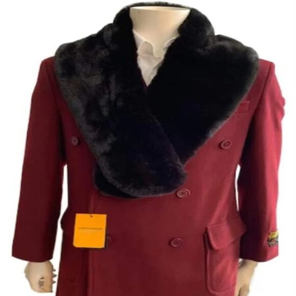 Topcoat Double Breasted Three Quarter men's Overcoat Wool And